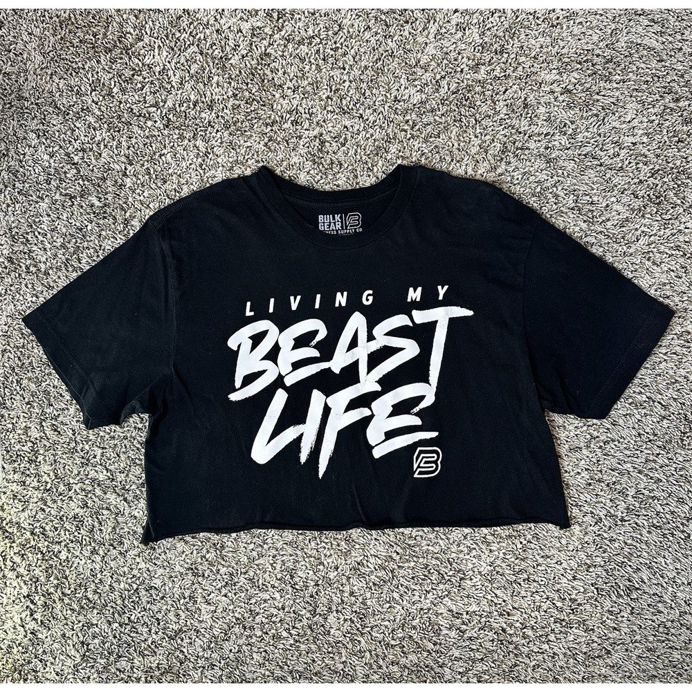 Bulk Gear Fitness 'Beast Life' Black Cropped T-Shirt Womens Size Medium
